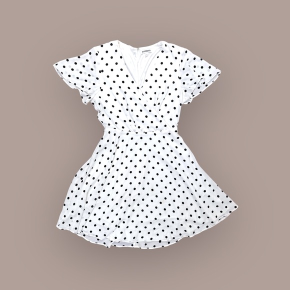 Express 00 White Polka Dot Dress - Picture 1 of 2